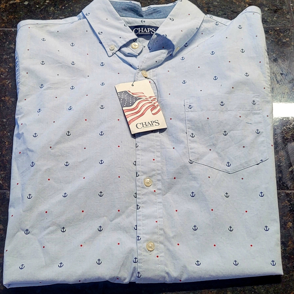 Chaps Blue Nautical Casual Button Down Shirt